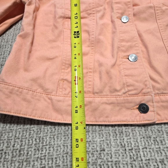 Faded Glory Coral Jean Jacket Cropped Denim Size L (12-14) - Picture 4 of 6